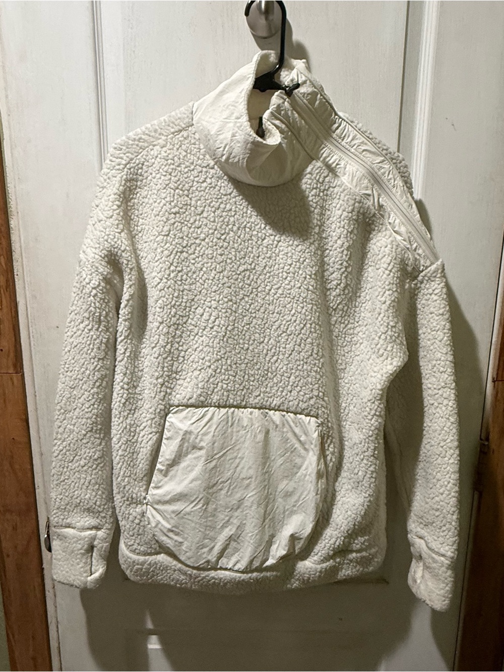 Sweaty Betty Womens White Sherpa Half Zip Sweatshirt Long Sleeve Size Small